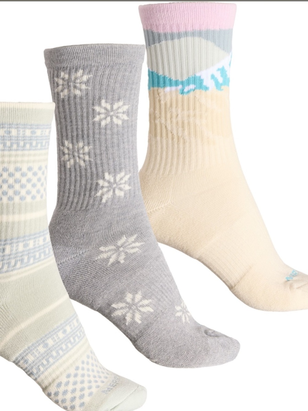 NWT Merrell 3Pk Women’s S/M Trekker Outdoor Crew Sock-Wool Blend